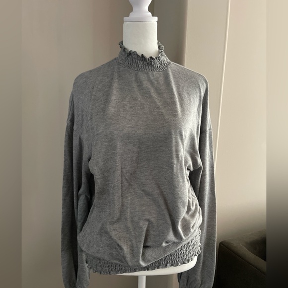 a new day Tops - Gray Ruffled Sweater, Medium, NWT, casual Dress Long Sleeve Top